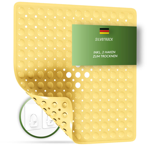 SilverRack Non-Slip Shower Mat 53x53 cm (Yellow) - Shower Anti-Slip Mat BPA Free for Kids - Non-Slip Bath Mat, Machine Washable and Mold Resistant - Non-Slip Shower Insert
