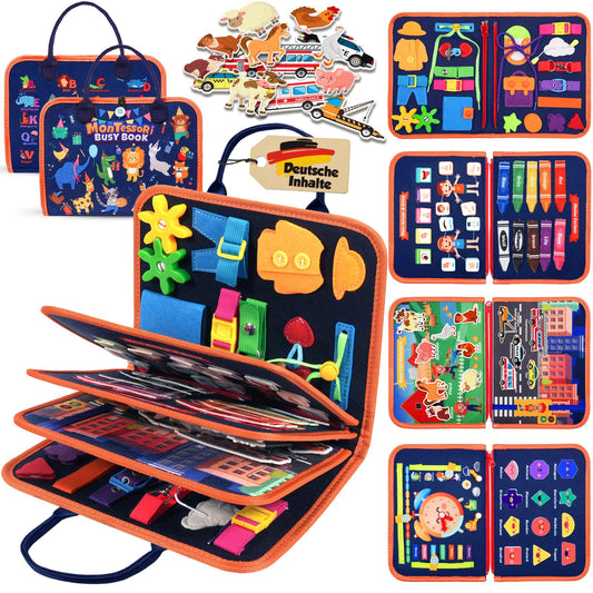 ZOOI Busy Board Montessori toy from 1 year, Busy Book Quiet Book Kids toy from 1 2 3 4 years, Baby gift toy from 2 3 4 years, Children's Advent calendar filling