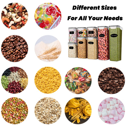 Baozun airtight food storage containers 8-piece set, kitchen storage box with plastic lids, cereal container for grains, flour, cereal (2.8L/2L/1.4L/0.8L)*2