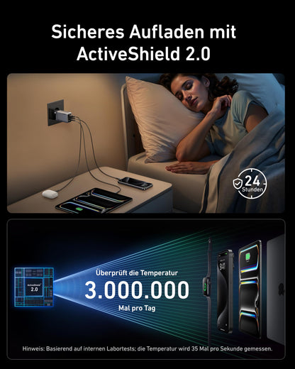 Anchor Prime Charger, 100W USB-C Charger, 3 Port GaN foldable and compact Anchor wall charger, for MacBook, iPad, iPhone models iPhone 17/16/15 Series, Galaxy S24/S23, and more.