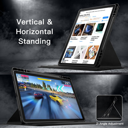 JETech Rotating Case for Samsung Galaxy Tab S10 Lite / S10 FE / S9 FE 10.9 Inch / S9 11 Inch with S Pen Holder, 360 Degree Rotating Protective Case Stand Transparent Back (Black)