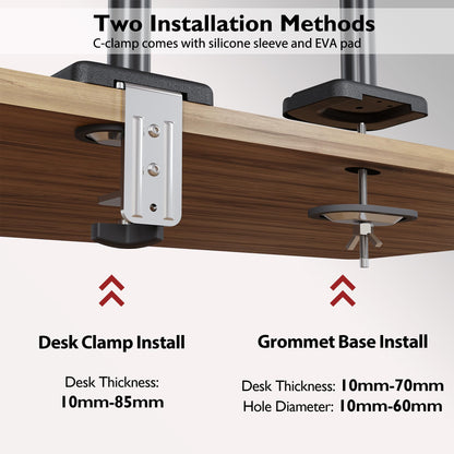 BONTEC Monitor Mount for 13-34 inch LCD LED Screen Holds 3-9 kg, Gas Spring Single Arm Monitor 360° Rotatable, Tiltable, Swivel Single Arm Stand Desk Clamp, VESA 75/100mm