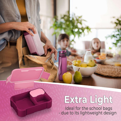 My Vesperbox - Mini Lite - Bento Box for Kids - Lunchbox - extremely durable - ideal for kindergarten and school (Pink-Purple)