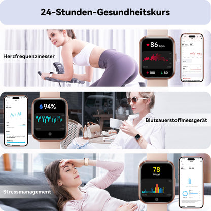 ENOMIR smartwatch for women with phone function, pedometer watch for women with large color display, built-in Alexa, heart rate monitor, sleep tracker, pedometer, activity tracker compatible with Android/iOS.