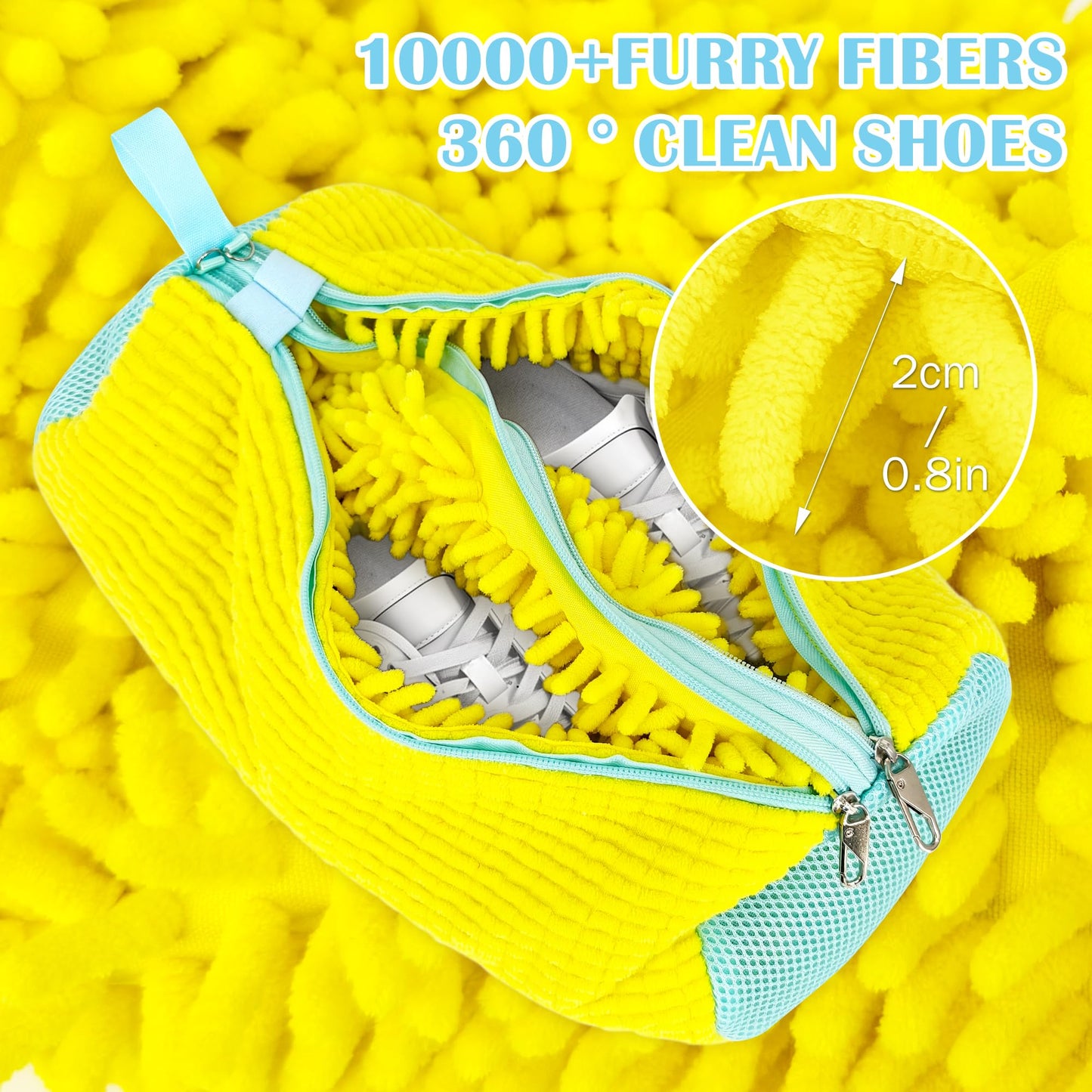 Phone Shoe Bag Washing Machine Shoe Washing Bag, Laundry Bag Shoes Laundry Bag with 360° cleaning fluff and zipper, Shoe Bag for Washing Machine and Dryer
