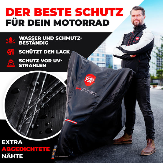 [ Test VERY GOOD ] Pro2Protect Motorcycle Cover 100% WATERPROOF weatherproof, Outdoor Cover for Moped Scooter Vespa Motorbike, Garage for Motorcycle Covers Motorcycle Cover Accessories