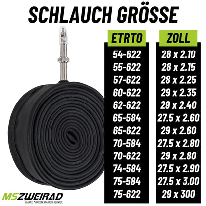 2-pack Schwalbe tube SV 19F Freeride 40 mm for 29" (54/75-622) including 3 MSZweirad tire levers