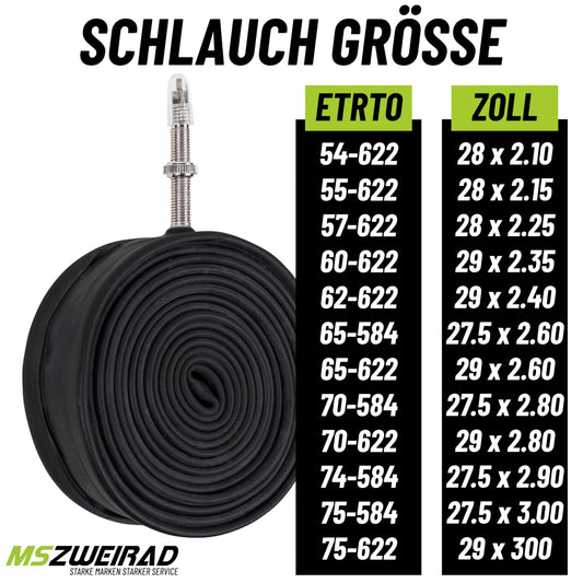 2-pack Schwalbe tube SV 19F Freeride 40 mm for 29" (54/75-622) including 3 MSZweirad tire levers