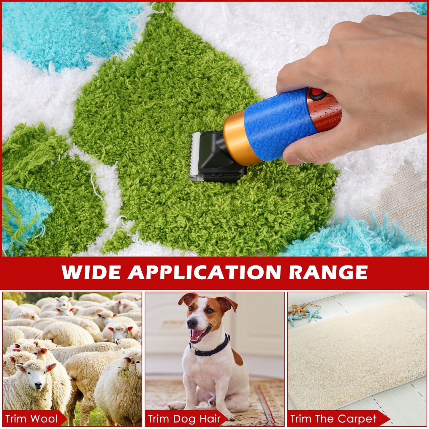 Brolteja Carpet Cutter, Tufting Gun Trimmer Carpet Cutter with Shear Guide, 200W Carpet Trimmer with Shear Guide, for pets and tufted carpets