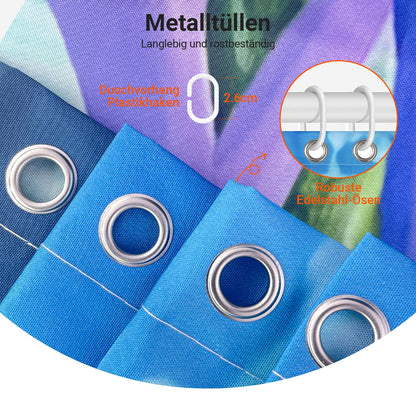 Lerores shower curtain 240x200cm colorful seabed, weighted hem anti-mold fabric, water repellent, washable polyester shower curtains with 16 eyelets and shower curtain rings for bathroom, bathtub