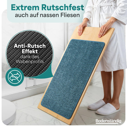 Grounded® bath mat blue - non-slip & washable - absorbent bathroom mat - hygienic shower mat - bath mat non-slip washable 60x90 cm quick-drying