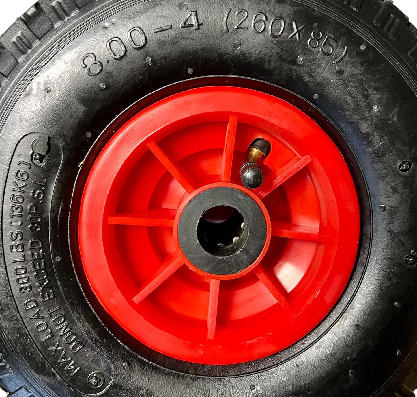 TMV24® 2x Hand Truck Wheel Pneumatic Tire 3.00-4, 260x85 with Tube & Wheel for 2cm Ø Axle Hand Truck Cart Air Tire Spare Wheel Ball Bearing Wheelbarrow Wheel Angle Valve Black/Red