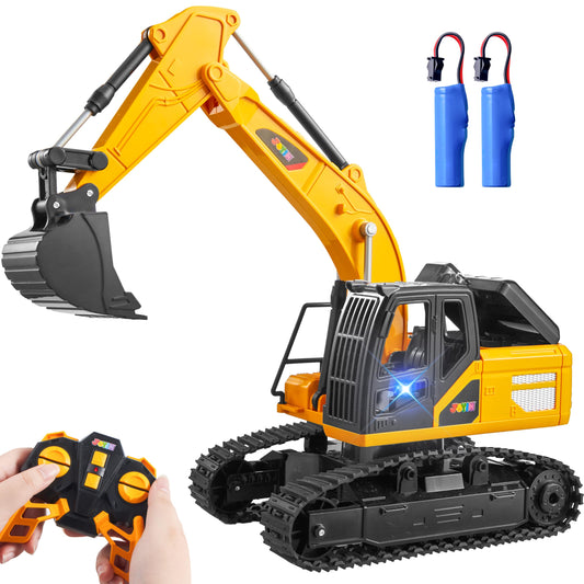 JOYIN Remote Control Excavator Toy for 3 4 5 6 7 8 9 Year Old Boy, 2.4 GHz Excavator RC Toy Cars with Light and Sound, Birthday Gift