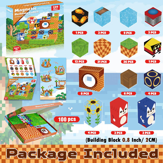 Advent calendar 2024, 100 magnetic building blocks with magnetic cubes, STEM building Montessori, sensory toys, gifts for kids, boys, girls, ages 3, 4, 5, 6, 7, 8, 9, 10.