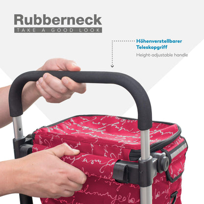 Rubberneck shopping trolley - Foldable cart - Cooler compartment - Adjustable handle - Red