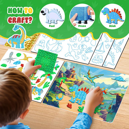CutteeyFyry Foil Fun for Kids, Dinosaur Foil Art for Kids, Craft Sets for Ages 3-10, Kids Activity Kits Travel Toy Christmas Birthday Easter Gifts
