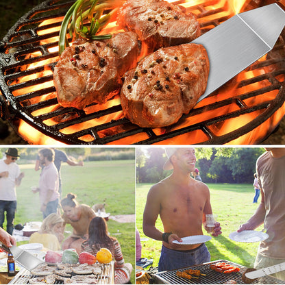 MAIKEHIGH BBQ Spatula Plancha Kit Stainless Steel Grill Utensils - 9 Piece Heavy Duty Stainless Steel Turner Set Professional Grill Spatula for Cooking, Camping, and Tailgating Men