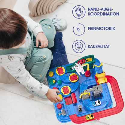hahaland toys for 2 3 4 5 year olds, car toys for 2 year old boys girls, adventure car racing track set for kids, toy car gift for 2 3 4 5 year old boys