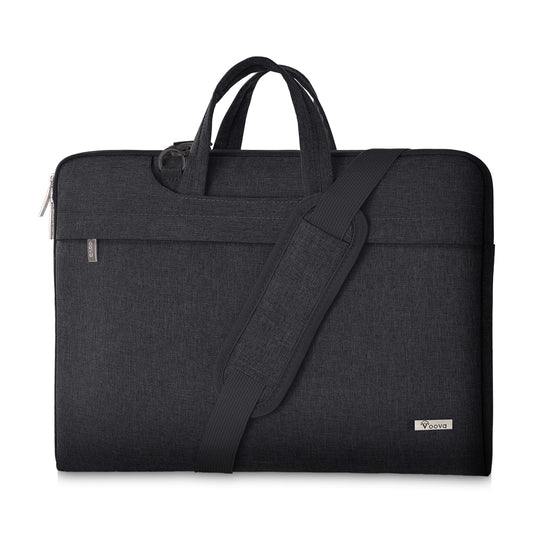 Voova Laptop Bag 15 15.6 16 Inch Notebook Shoulder Bag Messenger Bag Tote Bag Lightweight with Hideable Handle for Laptop 15.6 Black