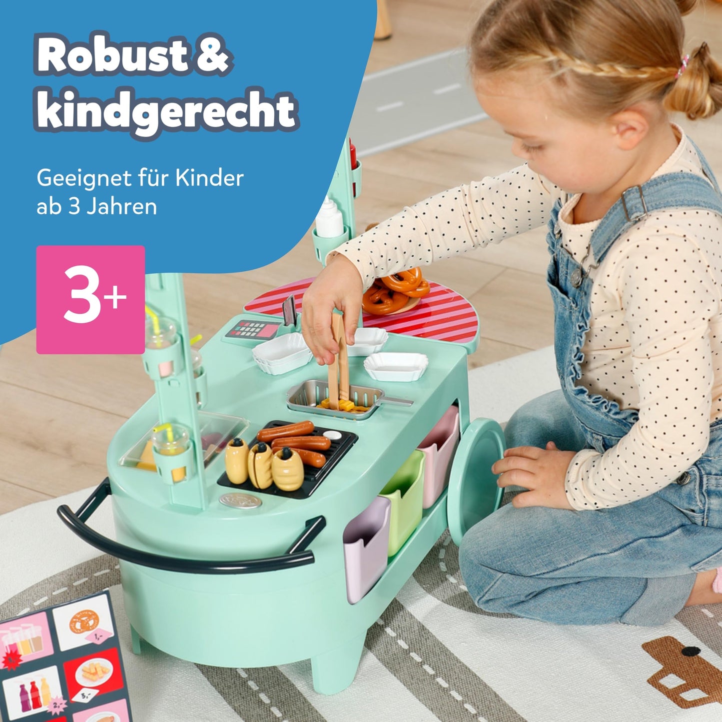 BABY born Snack Shop, food stand for dolls with sound effects, 25 different fast food snacks, 835883 Zapf Creation