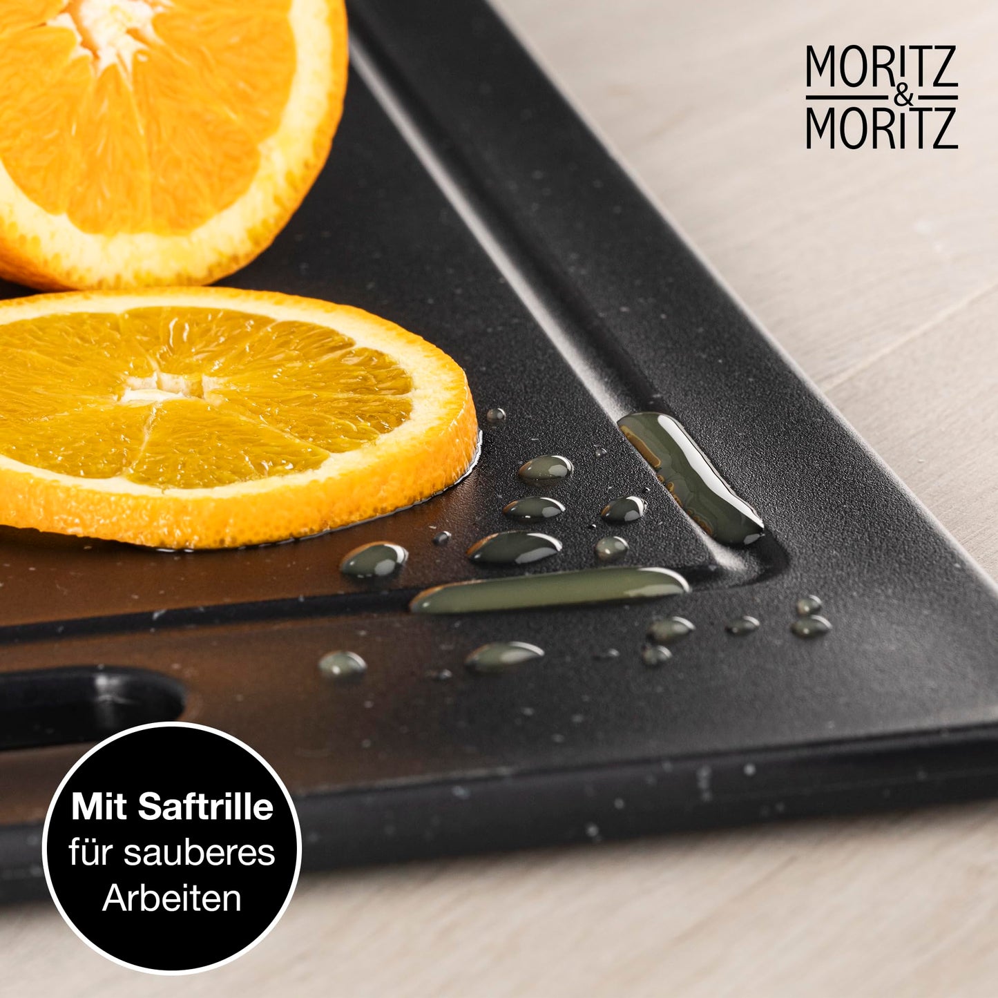 Moritz & Moritz 2x Plastic Cutting Boards - 36 x 27.5 cm - BPA-free Cutting Boards - Granite-style Kitchen Boards - Cutting Board with Non-slip Feet, Grip Opening - Cutting Board with Juice Groove