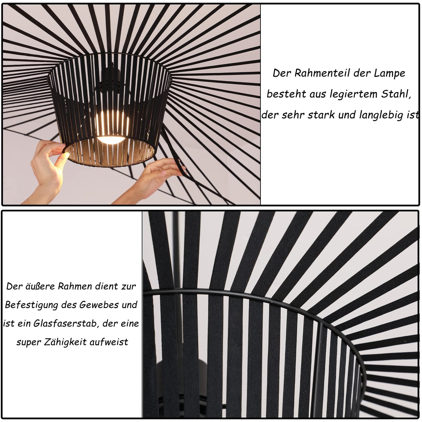 CHNB® Vertigo Lamp Black 100CM Modern Vintage Pendant Light Hanging Pendant Lamp Suitable for Dining Table Living Room Bedroom Chandelier Lamps (Φ 100 CM)