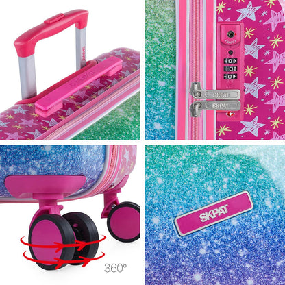 SKPAT - Hard shell suitcase made of polycarbonate for children - Children's suitcase for girls - Children's suitcase with integrated combination lock - 4-wheel children's travel suitcase - Durable children's trolley, fuchsia