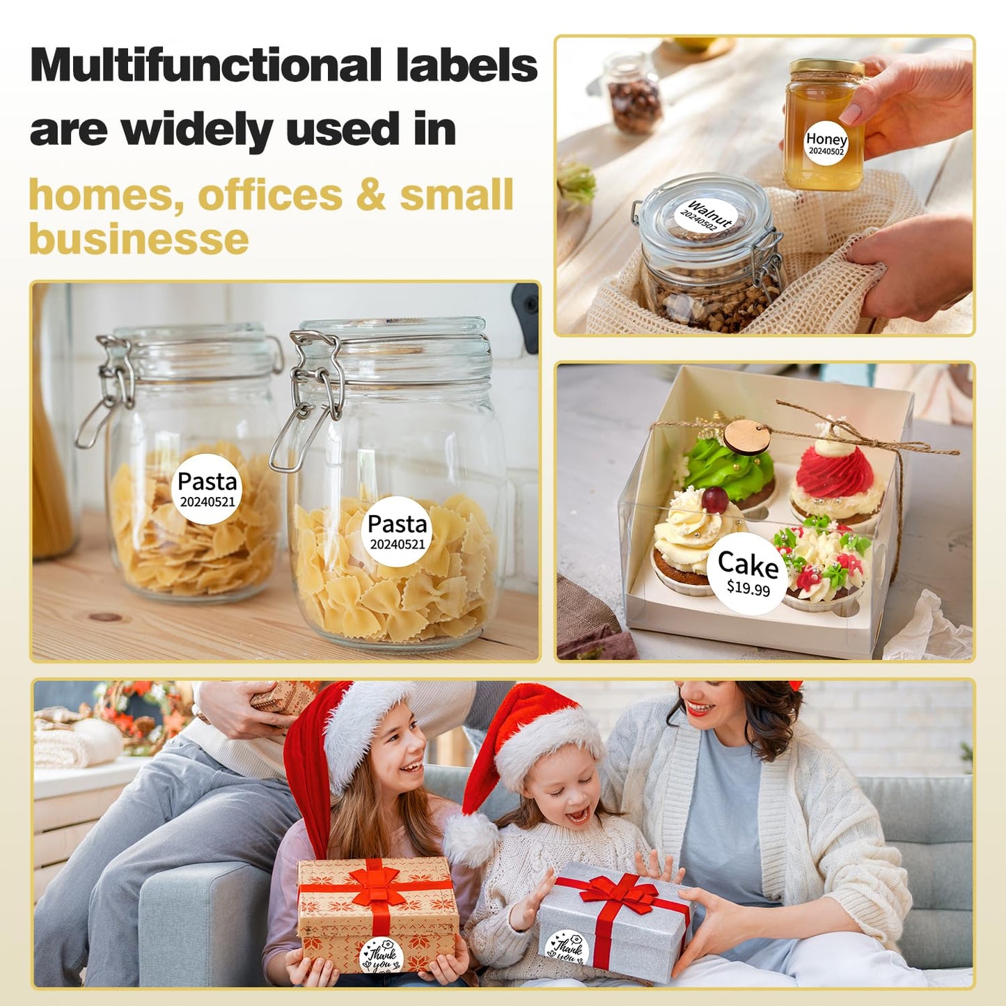 Phomemo 3 rolls multifunctional round label, 50 x 50 mm (1.96" x 1.96"), 140 labels per roll, total of 3 rolls, compatible with Phomemo M110 M200 M120 M220 M221 label printers.