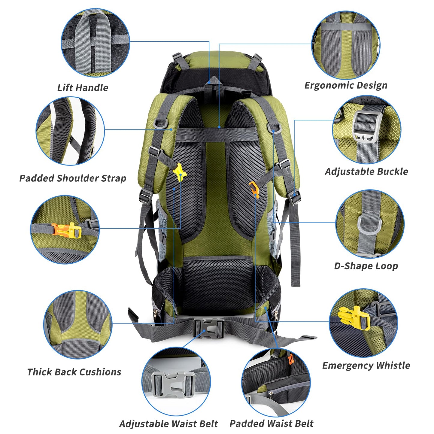 Night Cat Backpack 70L: Trekking Travel Backpack for Men and Women, Breathable for Camping, Hiking, Mountaineering, Climbing, and Bike Travel.