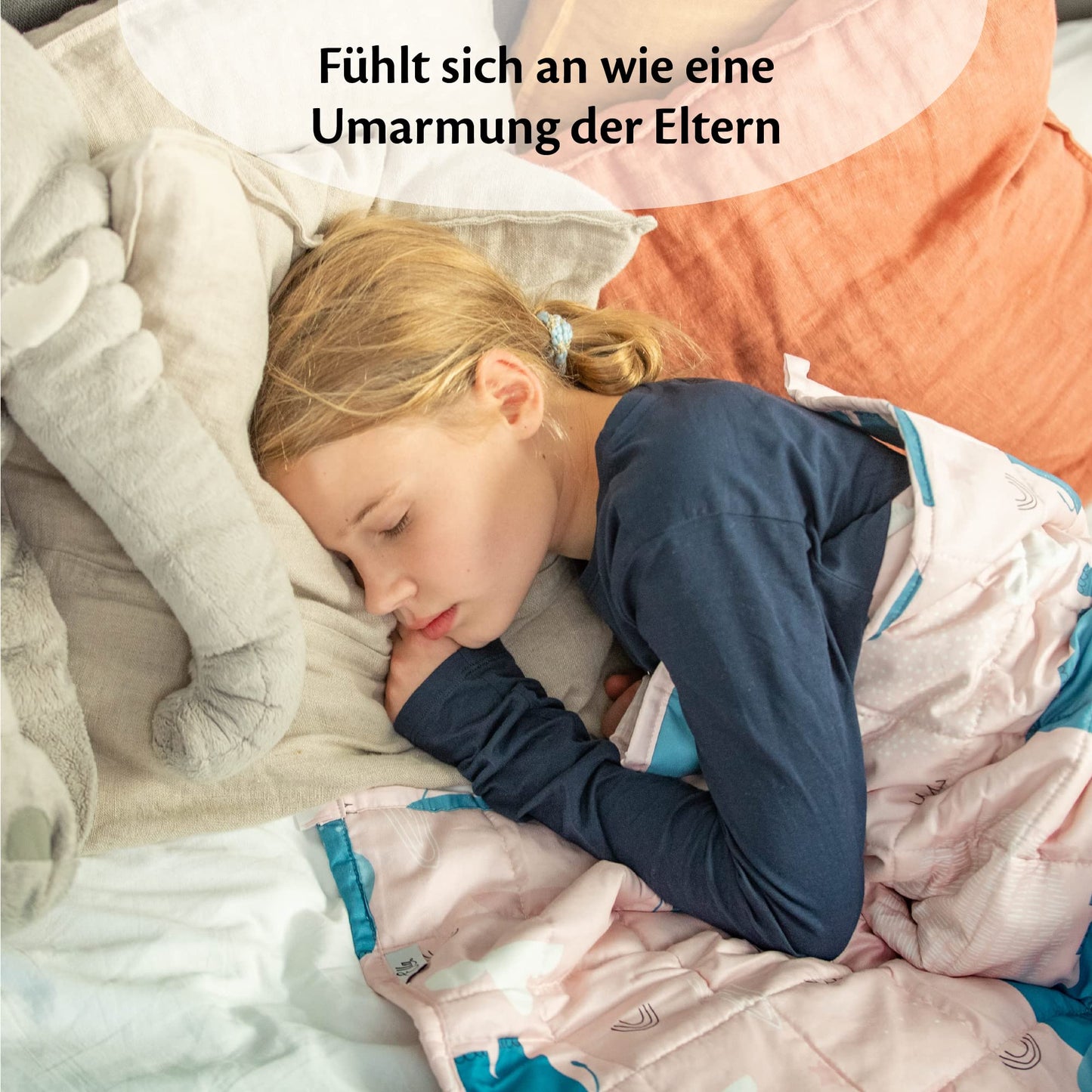 Ella Kids Weighted Blanket 5.3 lbs 36x48 inches - Therapy Blanket, for stress relief & anxiety, Hypoallergenic Glass Beads, soft & cooling Cotton Outer Layer, for children 33-55 lbs - Hippo