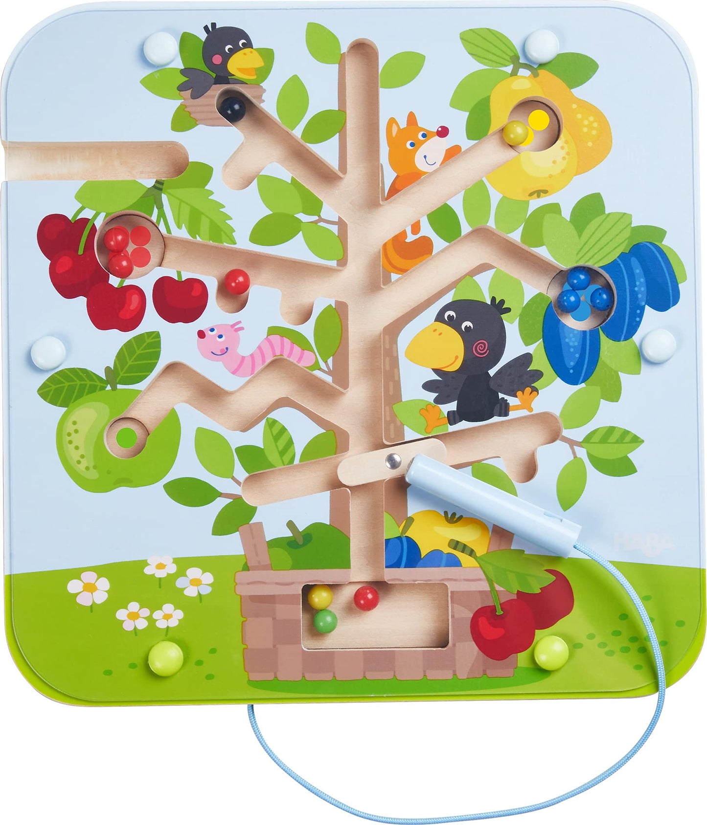 HABA 301056 - Magnetic Game City Labyrinth, educational wooden toy for children from 2 years, trains logic and fine motor skills & 306083 - Magnetic Game Orchard, motor skills game