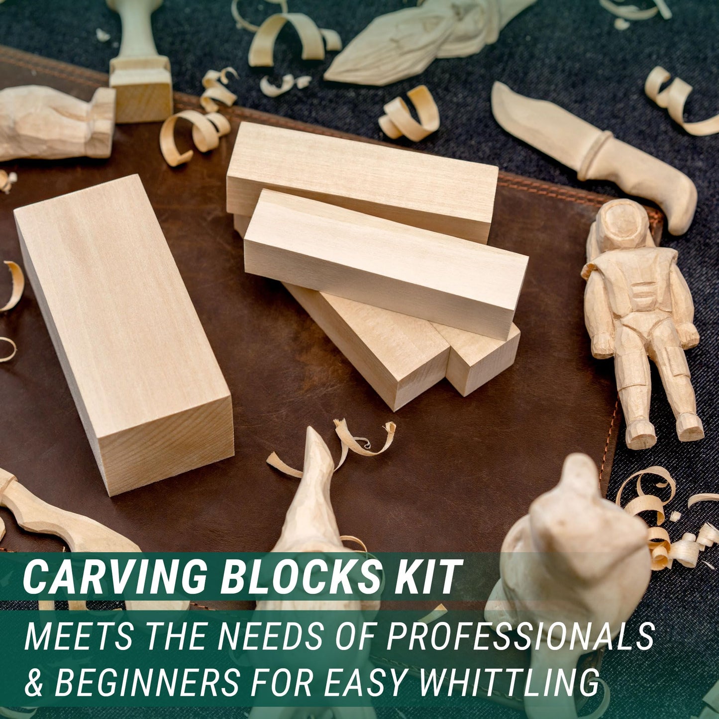 BeaverCraft wood carving set for kids & adults - Wood carving tools set S16 with carving knives basswood carving blocks, hobby carving knife kit - Carving knife set for beginners.