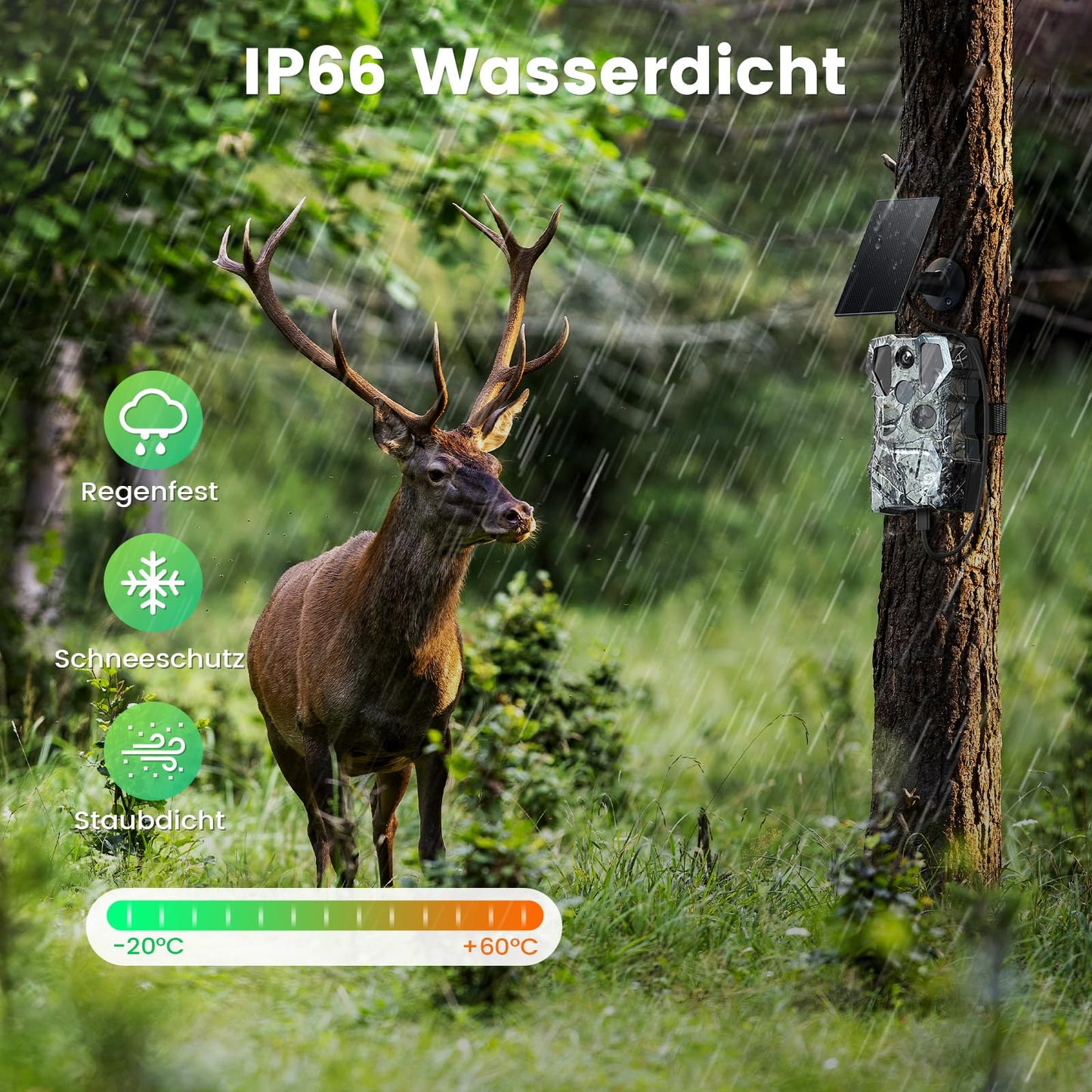 XTU Wildlife Camera with WiFi and cell phone transfer app - 64MP 2.7K Solar Wildlife camera with motion sensor night vision, 30m remote access, 0.2s trigger time 120° detection angle, with 32GB SD card 5600mAh battery