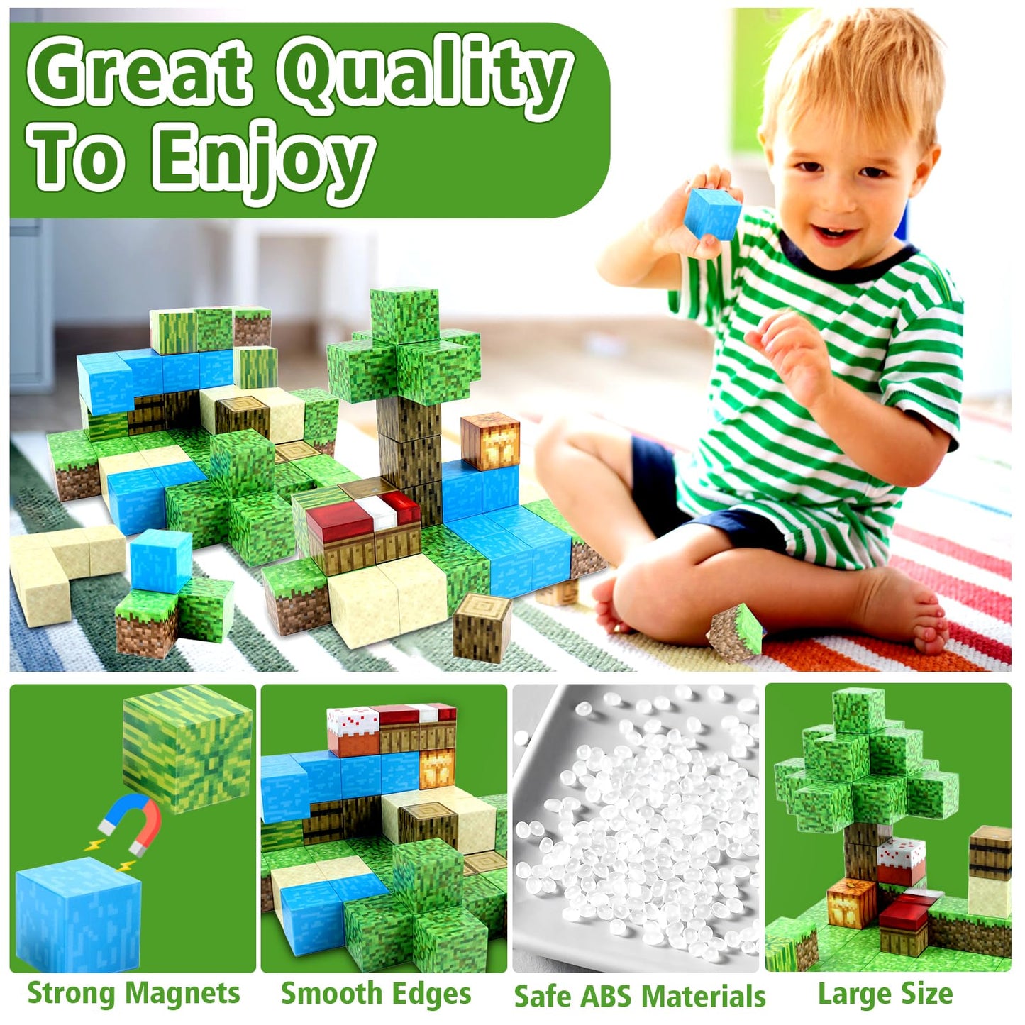Magnetic Building Blocks - Build My Magnetic World Set, 2.5CM/ piece Magnetic Building Blocks, Magnetic Toy for Boys and Girls, Montessori Toy for 3+ Year Olds, Gift for Kids