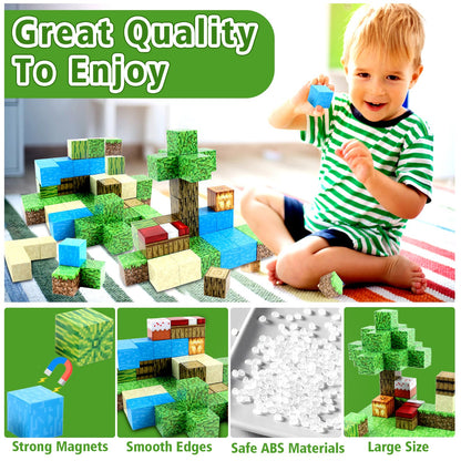 Magnetic Building Blocks - Build My Magnetic World Set, 2.5CM/ piece Magnetic Building Blocks, Magnetic Toy for Boys and Girls, Montessori Toy for 3+ Year Olds, Gift for Kids