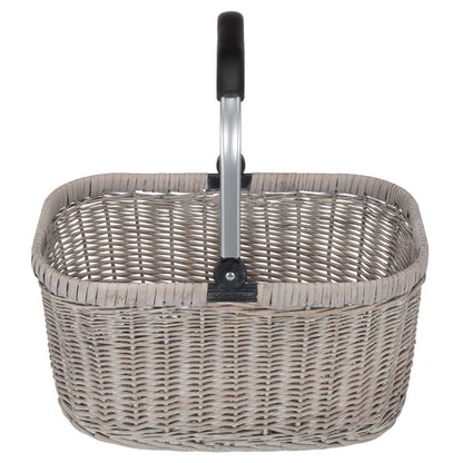 Anndora shopping basket wicker basket with aluminum frame 22 L beige - foldable aluminum handle