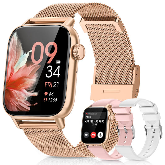 SWGOTA Women's Smartwatch with phone function, 1.83" fitness tracker heart rate monitor sleep tracker step counter SpO2 menstrual cycle, 113 sports modes IP68 waterproof sports watch for women iOS Android Gold