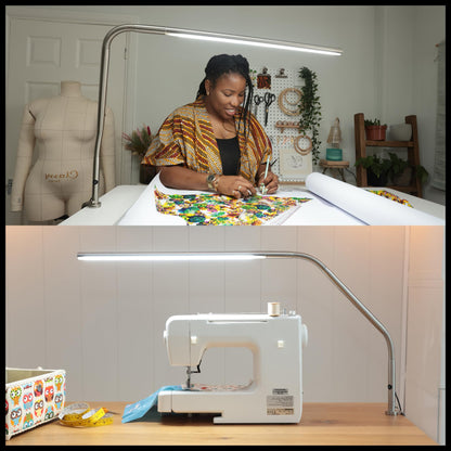 daylight Slimline 3 Table Lamp - LED desk lamp, touch dimmable, perfect for sewing, quilting, PMU & crafts, 13W, White