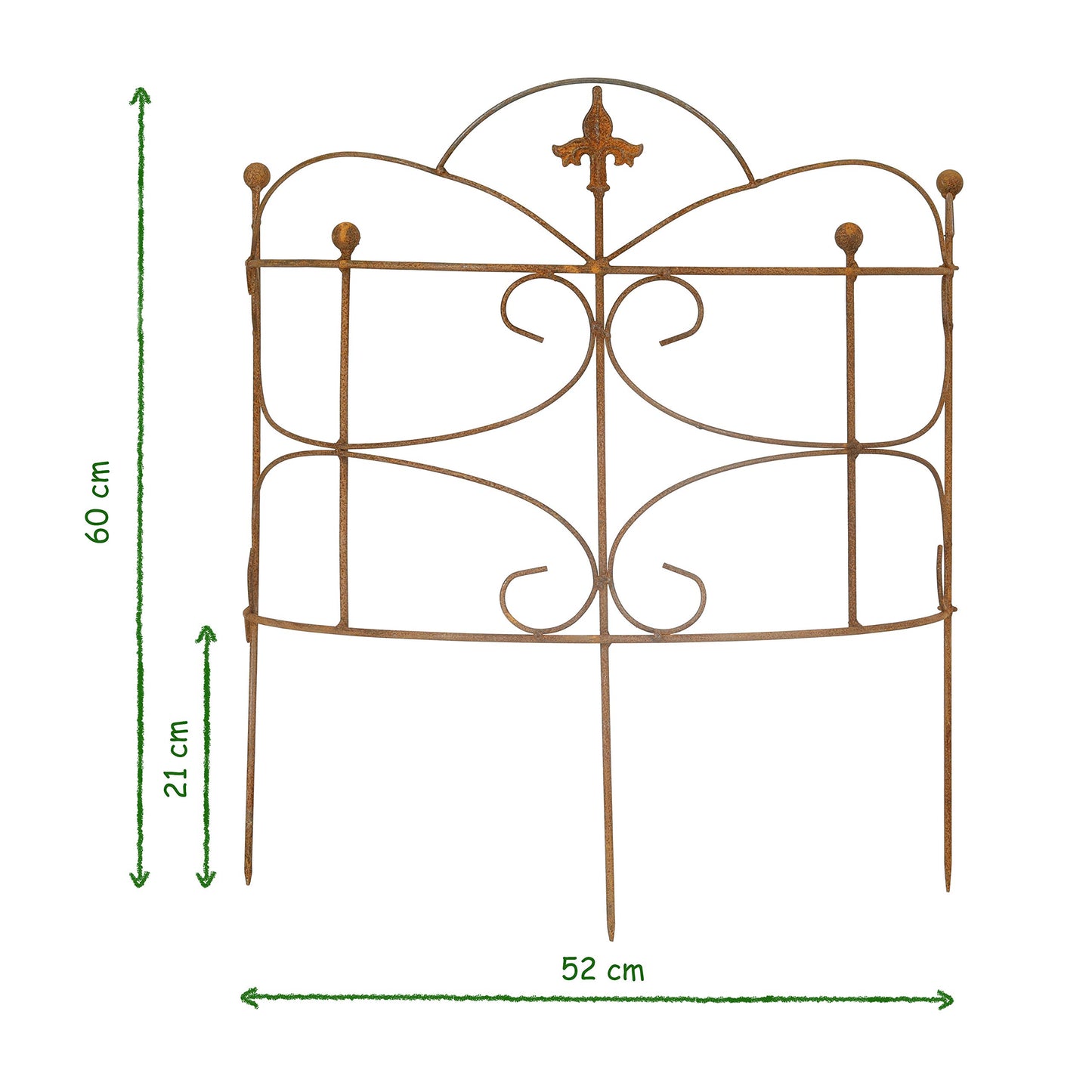 Perennial holder shrub holder close to the ground 2-piece round trellis bed metal iron rust decoration