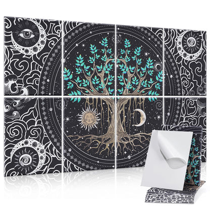 Yrendenge 8 Pack Acoustic Panels, Self-Adhesive Soundproofing Wall Panels, 30x40x0.9cm High Density Soundproofing Acoustic Panel Sound Absorber for Studio Wall Decoration (Tree Moon)