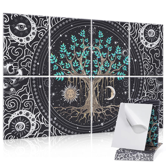 Yrendenge 8 Pack Acoustic Panels, Self-Adhesive Soundproofing Wall Panels, 30x40x0.9cm High Density Soundproofing Acoustic Panel Sound Absorber for Studio Wall Decoration (Tree Moon)