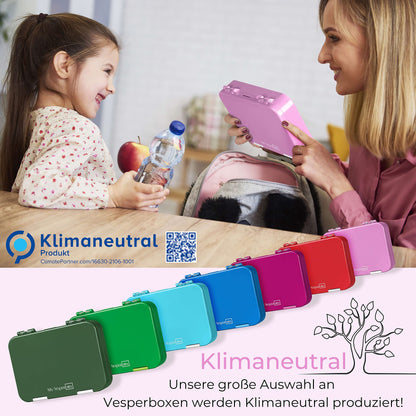 My Vesperbox - Len - Bento Box Kids - Lunchbox with 4+2 compartments - extremely sturdy - sandwich box - ideal for kindergarten and school... (Pink - Rainbow)