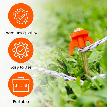 Green Thumbz Tent Pegs - 20 Pack Camping Stakes Ground Nails Sturdy - Galvanized Tent Pegs with Screw Design for Tough Grounds - Durable Camping Screw Pegs for Outdoor Use (20.5cm)