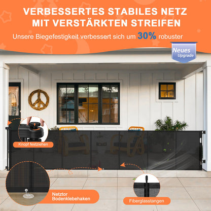 Retractable stair gate 300cm, extendable door gate reinforced 89cm high, extra wide baby safety gate, stair guard dog door gate stair guard gate stairs.