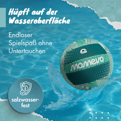 Momevo Beachbuddy Neoprene Water Ball - Soft Kids' Ball Size 2 (Ø15cm) - Small Children's Soccer Ball for Ages 1 and Up for Outdoor Use (Jungle, Set with Ball Pump)