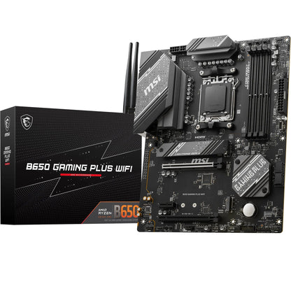 MSI B650 Gaming Plus WiFi Motherboard (supports AMD Ryzen 7000 processors, AM5 - DDR5 Memory Boost 6400+MHz/OC, 2 x PCIe 4.0 x16, 2 x M.2 Gen4, Wi-Fi 6E, ATX)
