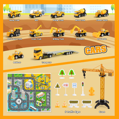 Adeokay child toys for ages 2-5, construction vehicles digger toy for boys - Christmas gift for kids.