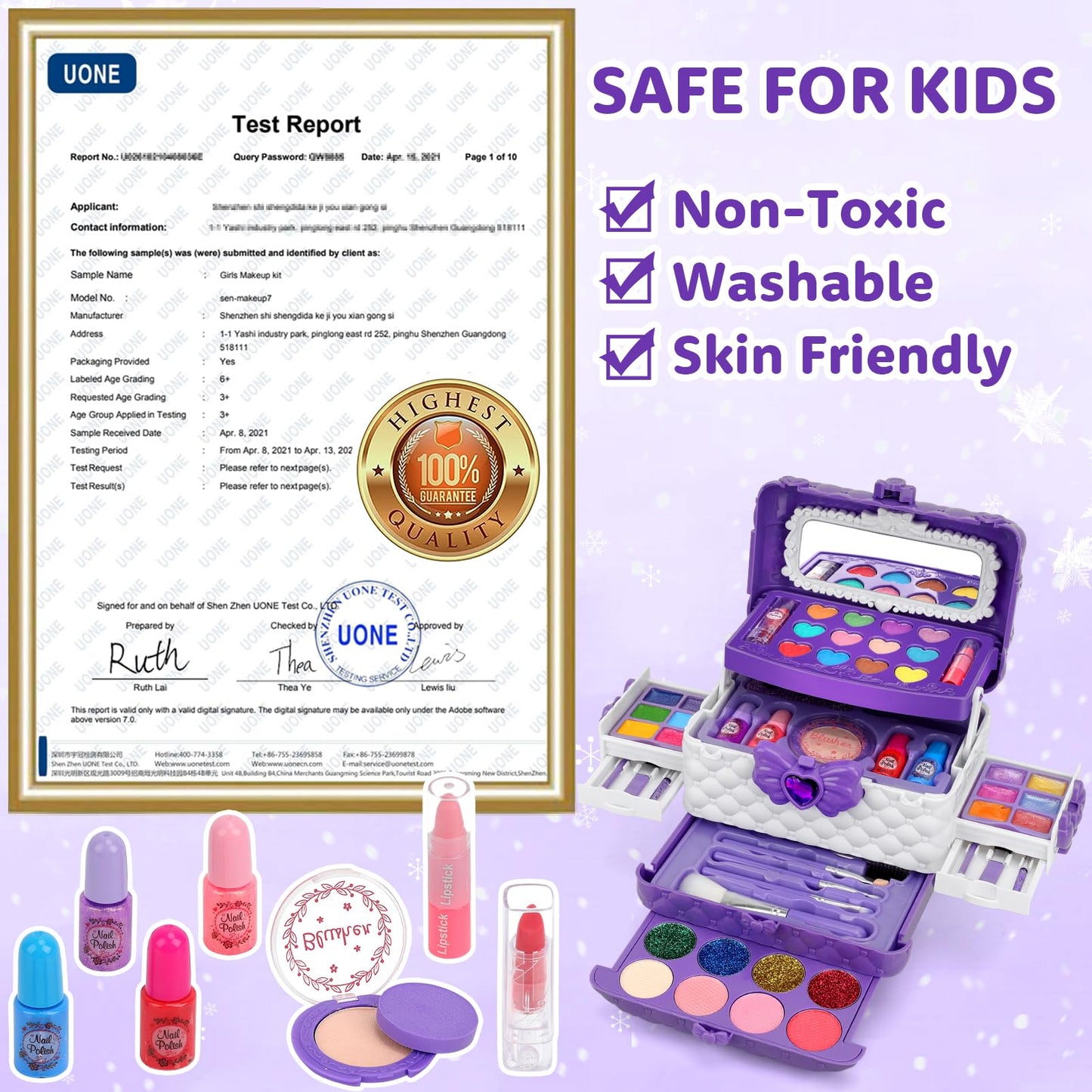 Aureyung Makeup Kit for Girls, 54PCS Washable Kids Makeup Set, Toy for 3-12 Year Olds, Birthday Christmas Gifts for Girls 3-10 Years.