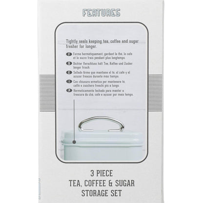 KitchenCraft Living Nostalgia Canisters for Tea, Coffee and Sugar in Gift Box, Steel, Vintage Blue, 3 Piece Set