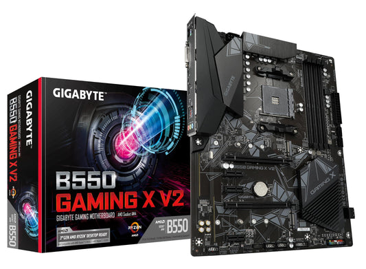 GIGABYTE B550 Gaming X V2 Motherboard - AMD Ryzen 5000 CPUs, 10+3 phase VRM, up to 4733 MHz DDR4, 1xPCIe 4.0 + 1xPCIe 3.0 M.2, 1GbE LAN, USB 3.2 Gen 2.